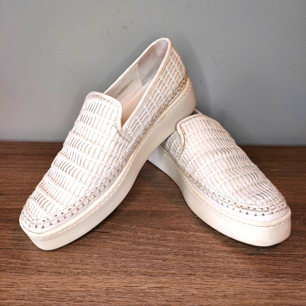 Vince Stafford Flatform Sneaker Off White Glove Nappa Leather women's si…